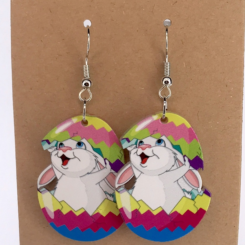 Colorful Bunny Easter Egg Earrings